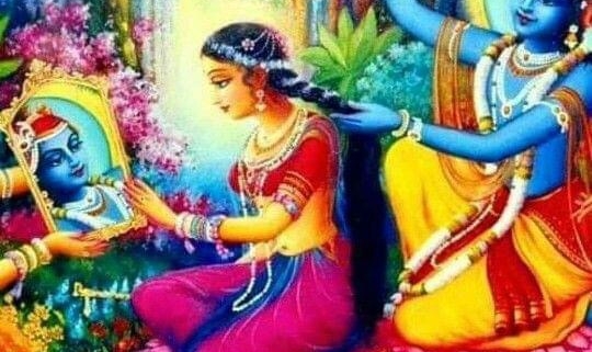 Krishna Decorates Radha’s Hair